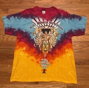 Vintage 2008 Jimi Hendrix Bold As Love Liquid Blue Tie-Dye T-Shirt XL READ